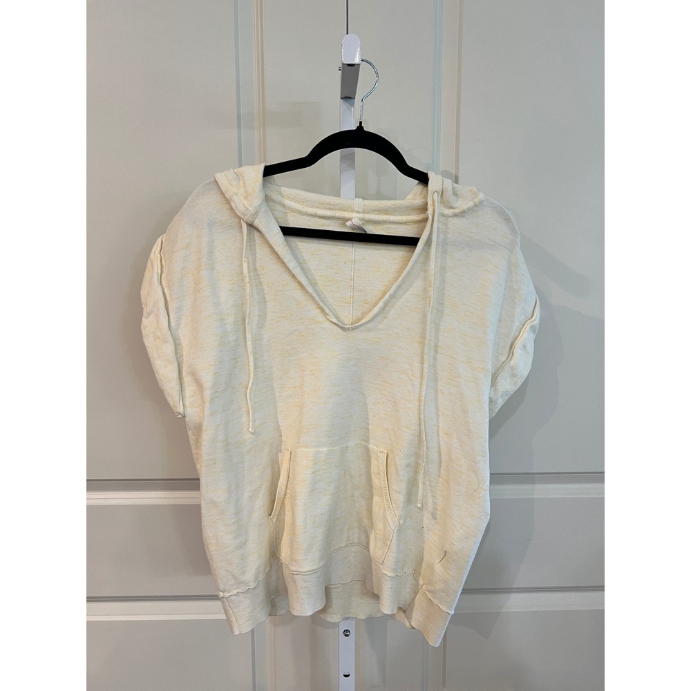 Daily Practice by Anthropologie Womens M Cream Yellow Space Dye Hoodie Top